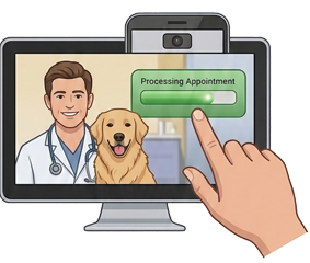 Veterinarian icon on computer screen