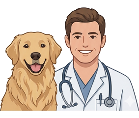 Icon of male vet and a dog